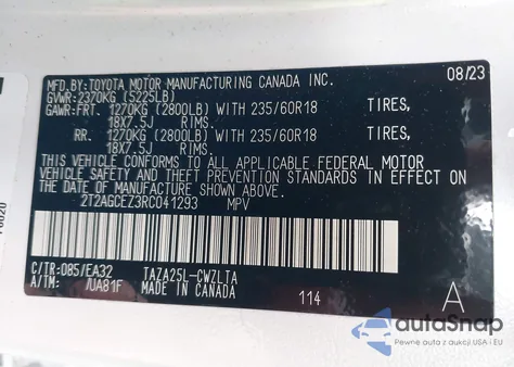 2024 Lexus Nx 350 from USA, damaged, VIN 2T2AGCEZ3RC041293